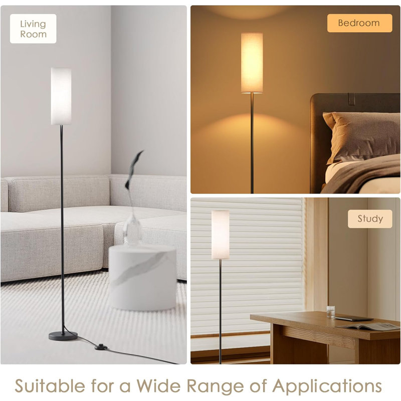 Ebern Designs Floor Lamps For Living Room With 3 Color Temperatures Modern Standing Lamp Tall Industrial Reading For Bedroom Living Room Office Kids Room Dimmable Floor Lamp 9W Bulb Included Wayfair